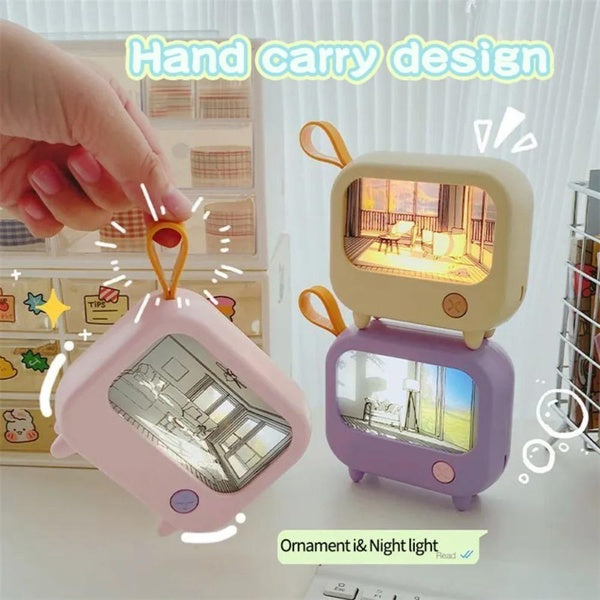 TV peinture veilleuse Led mignon enfant apprentissage lampe de Table chambre décoration de la maison atmosphère éclairage Mini bureau veilleuse enfan