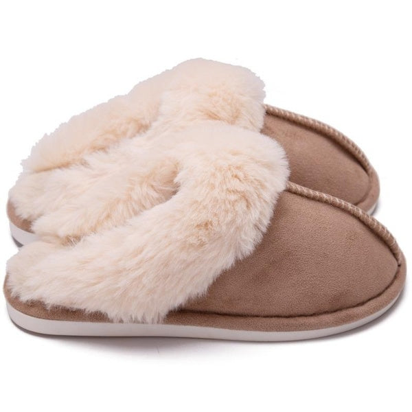 Household Slippers for Men and Women, Winter Slippers, Furry Memory Foam Indoor Slippers, Non-slip TPR Soles, Fur Seams, Imitation Rabbit Fur Lining