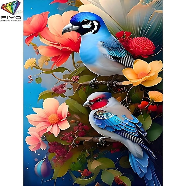 FIYO Birds DIY 5D Diamond Painting Full Drill with Number Kits Maison et Cuisine Mode Mosaïque Diamant Peinture Toile Décoration Murale Cadeau Artisa
