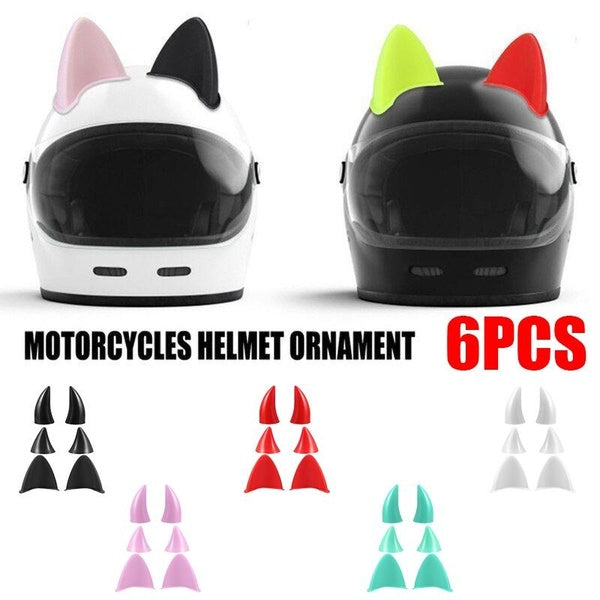 6PCS Motorcycle Helmet Cat Ears Devil Horns Cute Decoration Kitten Style Motocross Accessories Matron Inn
