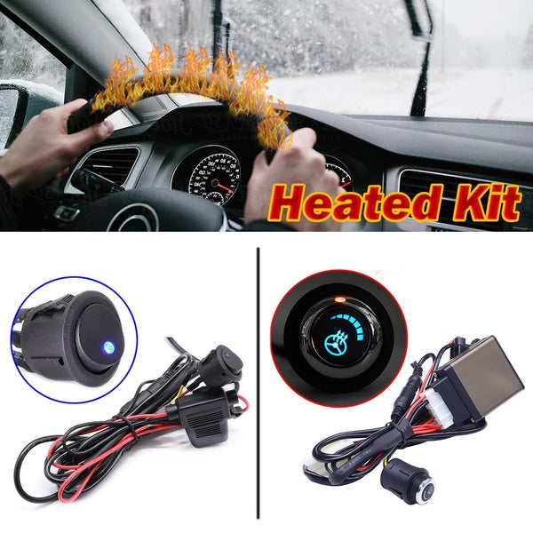 Car Heated Steering Wheel Cover Heater DIY Kit Pad Winter 6 Level Switch Hand Warmer 12V Interior Universal Truck Van