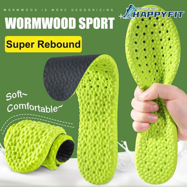 HAPPYFIT Wormwood Déodorant Sport Semelles pour Hommes Femmes Latex Semelle Souple Chaussures Pad Respirant Absorbant La Sueur Running Pieds Soins Se