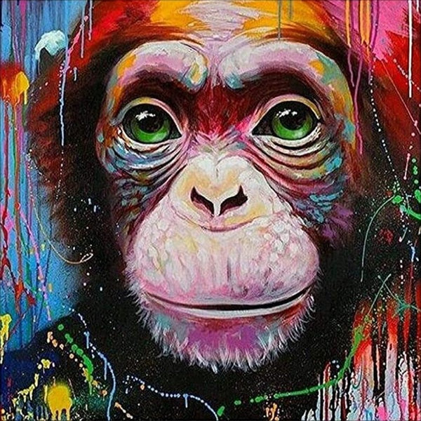 DIY 5D Chimpanzee Pattern Diamond Painting Full Drill with Number Kits Home and Kitchen Fashion Crystal Rhinestone Cross Stitch Embroidery Paintings