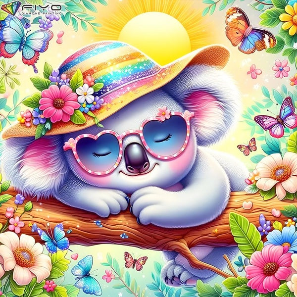 FIYO DIY 5D Sloth Diamond Painting Kit for Adults, Full Drill Diamond Painting, Diamond Art Canvas Crafts Cross Stitch Crystal Embroidery Home Wall D