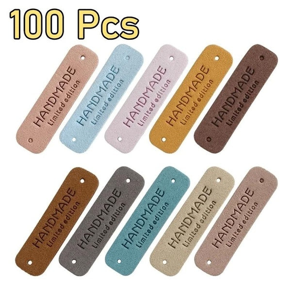 20-50-100pcs Small Handmade Leather Clothing Labels for Gift Hat Sewing Leather Tags Hand Made Leather Skin DIY Decorative Tags
