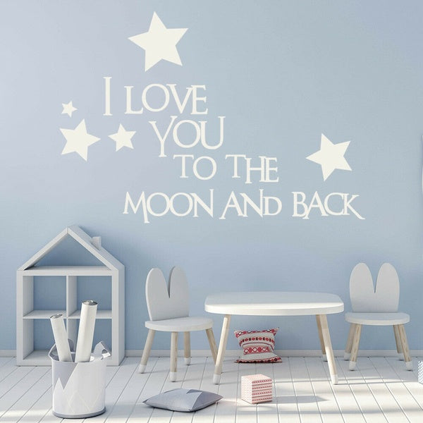 I love you to moon and back Children Kids Boys Room Nursery Bedroom Wall Sticker Window Door Vinyl Decal