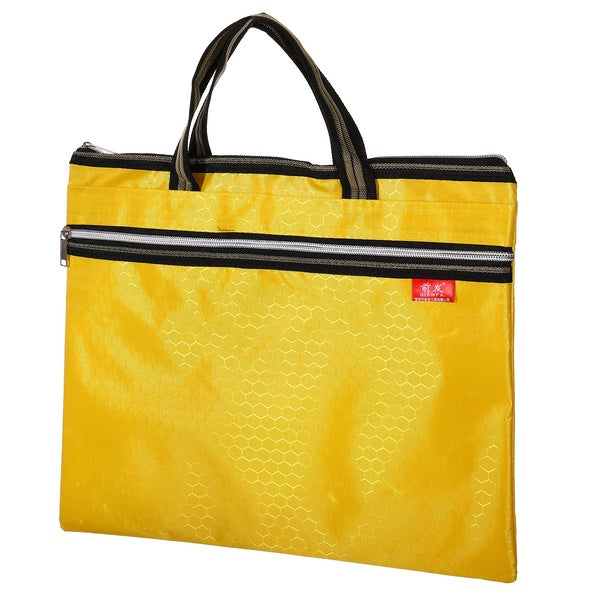 Waterproof Zipper File Bag, Documents Books Tools Storage Zip Pouch for Office Travel, Yellow