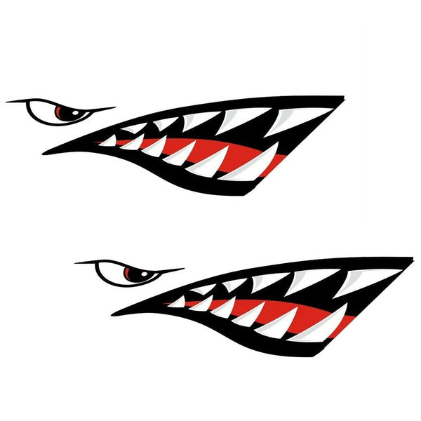 2x Funny Shark Mouth Sticker Self-Adhesive Vinyl Decal Shark Teeth Fishing Boat Canoe Car Kayak Accessories