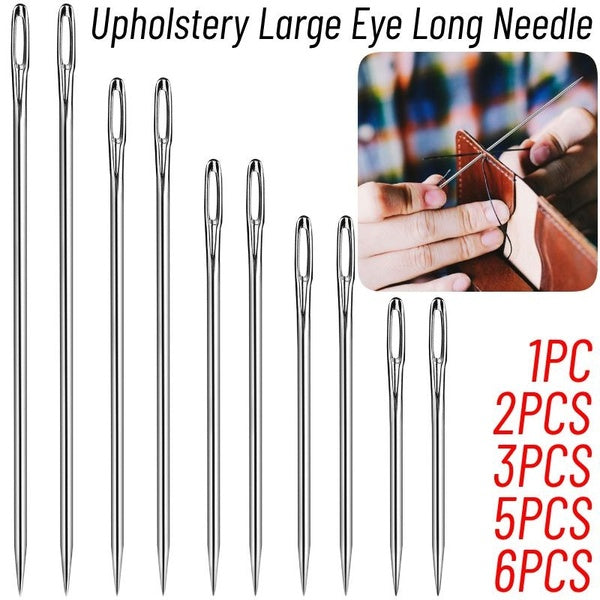 1-2-3-5-6pcs Long Straight Hand Needles Large Eye Sewing Upholstery Needles for Home Upholstery Webbing Carpet Leather Canvas Repair Arts Crafts Proj