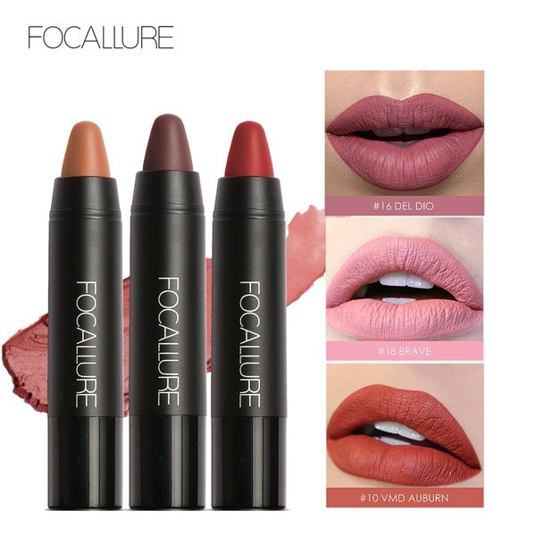 FOCALLURE 19 Colors Matte Lipstick Pen Long Lasting Waterproof Lip Stick Pencil Nude Velvet Lips Makeup Women Beauty Cosmetics