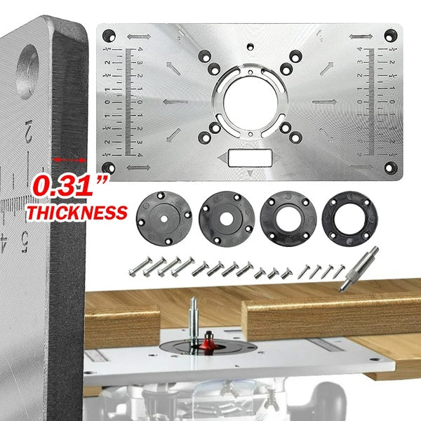 Multifunctional Aluminium Router Table Insert Plate Table for Woodworking Benches Router Plate Wood Tools with Rings
