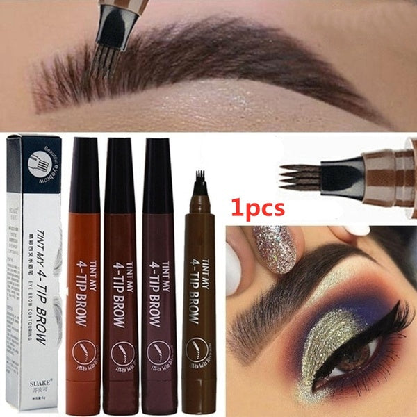 1Pc Eyebrow Tattoo Pen, Waterproof & Smudge-Proof Microblading Eyebrow Pencil, Micro-Fork Tip Applicator for Daily Natural Eye Makeup