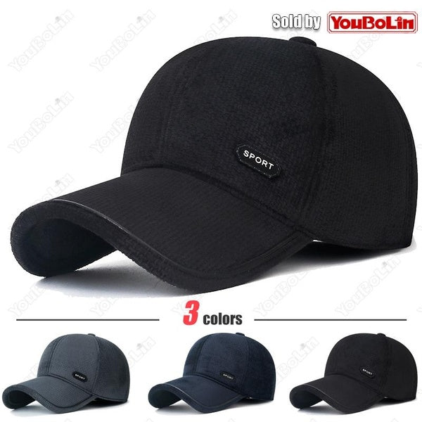 Casquette de Baseball épaisse en velours, Protection auditive d'hiver pour personnes d'âge moyen et âgées, coupe-vent et résistante au froid, à visiè