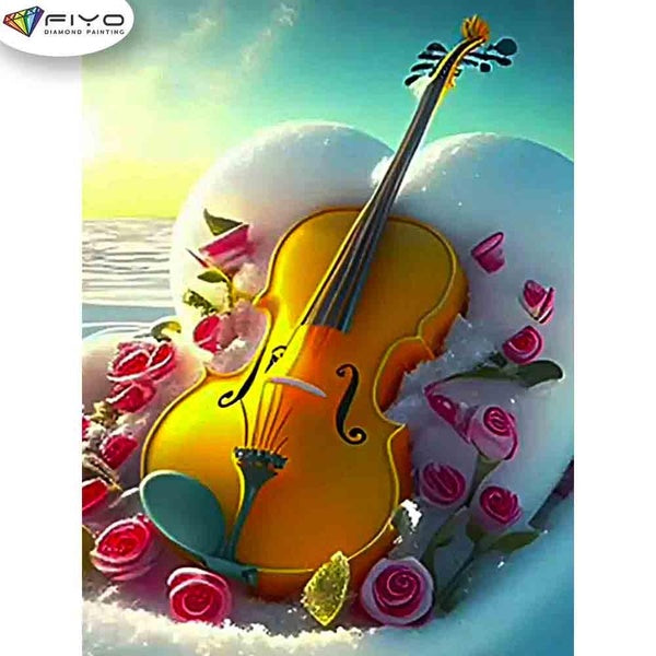 FIYO Violin Diamond Painting Kits For Adults DIY 5D Diamond Mosaic Diamond Painting Home and Kitchen Fashion Canvas Pictures Wall Decoration Gifts Ar