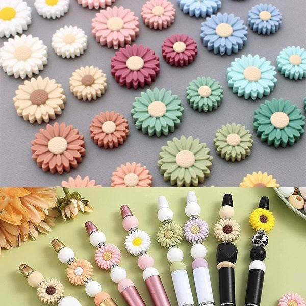 Foodgrade Loose Flower Beads DIY Jewelry Accessories 22mm Daisy Focal Pen Silicone Bead BPA Free Matron Inn