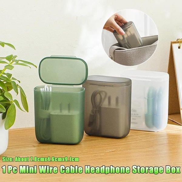 1 Pc Mini Wire Cable Headphone Storage Box Portable Jewelry Makeup Lipstick Organizer Case