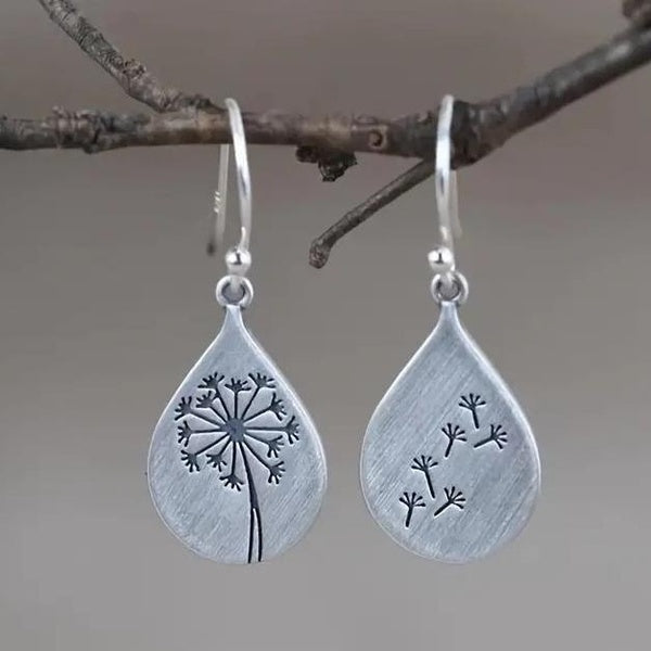 1 Pair Teardrop Dandelion Drop Earrings for Women Daily Casual Fashion Accessories Matron Inn