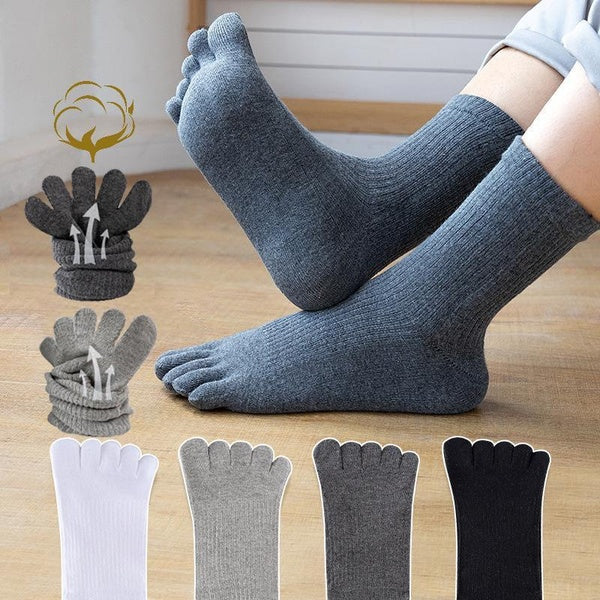 Men's Socks Thickened 1-2-3-4 Pairs of Winter Cotton Socks Warm and Breathable Mid-tube Women's Socks Solid Color Five-toed Socks Sports Running Sock