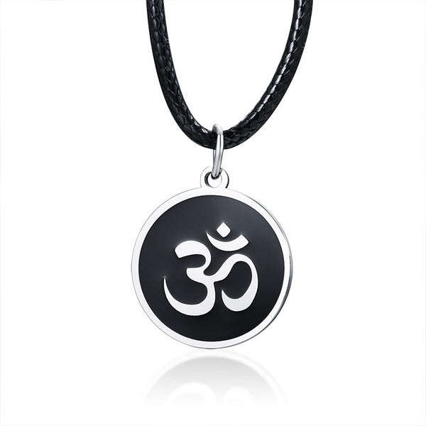 Om Aum Yoga Signe Pendentif Rond Sports Femmes Hommes Mode 316L En Acier Inoxydable Titane Collier Bijoux