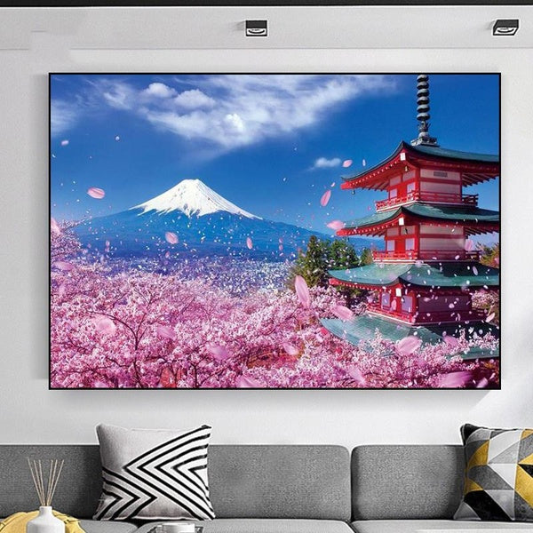 5D Diamond Painting DIY Mount Fuji Sakura Full Diamond Art Embroidery Living Room Office Home Decor Diamond Cross Stitch Kits