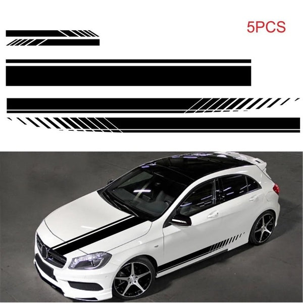 5Pcs-set Car Stickers Decals Stripes Car Side Door Body Hood Rearview Mirror Decal Stickers Set Racing Car Accessories