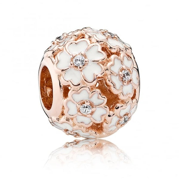 Perle de charme Rose White Primrose Meadow pour bracelet à breloques européen