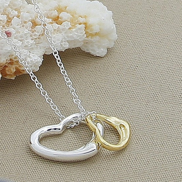 Fashion, Jewellery, Classic Necklace, Separated Heart Necklace, Glamour Women's, Pendant, New, Hot, 925 Silver