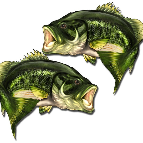 1 Pair Large Mouth Bass Fish Sticker Fishing Car Vehicle Window Vinyl Decal