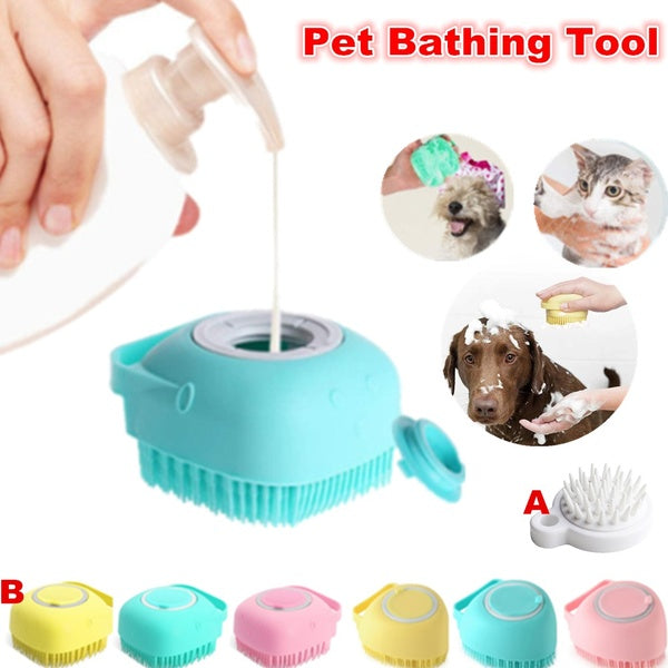 New Soft Silicone Dog Brush Pet Shampoo Massager Bath Brush Bathroom Puppycat Washing Massage Dispenser Grooming Shower Brush