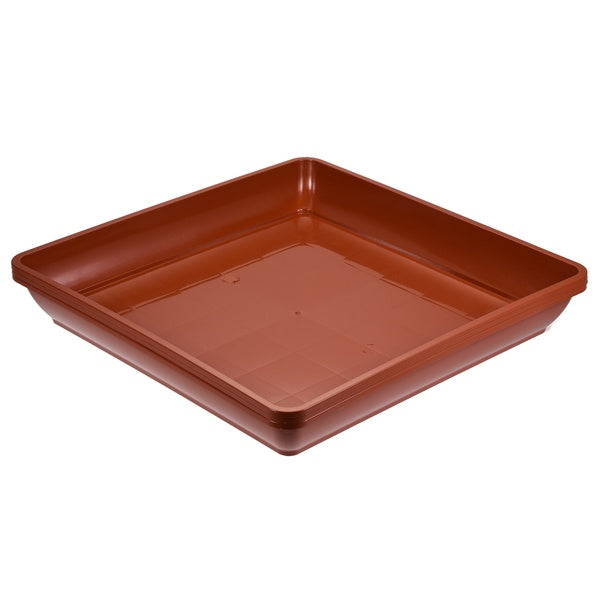 Plant Pot Saucer 14 Inch Plastic Square Flower Drip Tray for Indoor Outdoor, Red Pack of 3