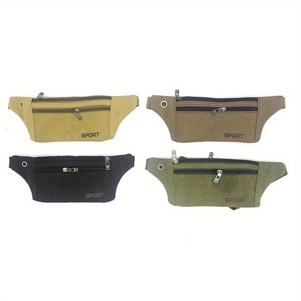 Men's and Women's Outdoor Waist Bags: Large Capacity Canvas Crossbody Chest Bags for Running and Fitness