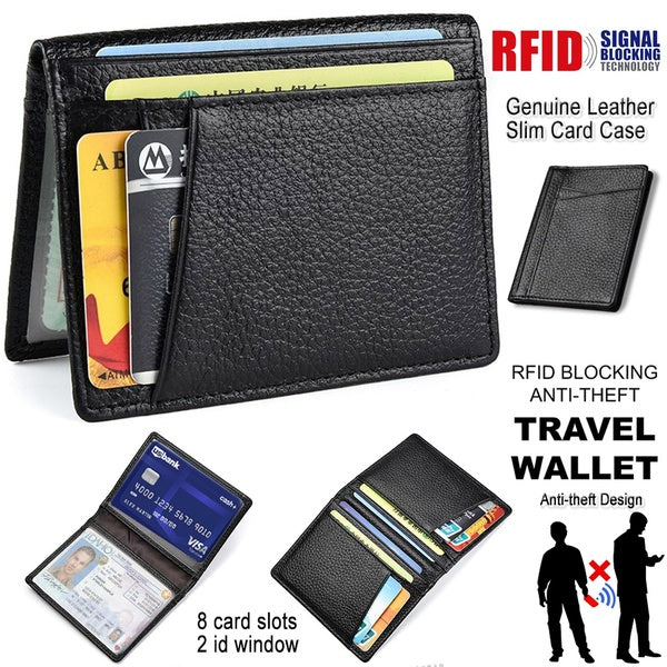 Portefeuille de poche avant ultra fin Portefeuille homme bifold avec 8 emplacements pour cartes Portefeuille de voyage minimaliste Portefeuille de vo