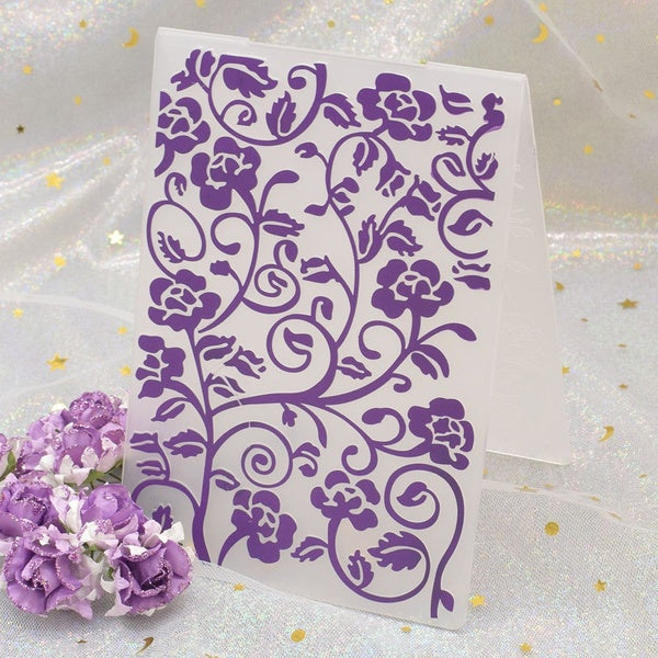 Modèle de dossiers de gaufrage en plastique de fleurs roses pour la fabrication de cartes de papier de scrapbooking à faire soi-même 15x10,5 cm