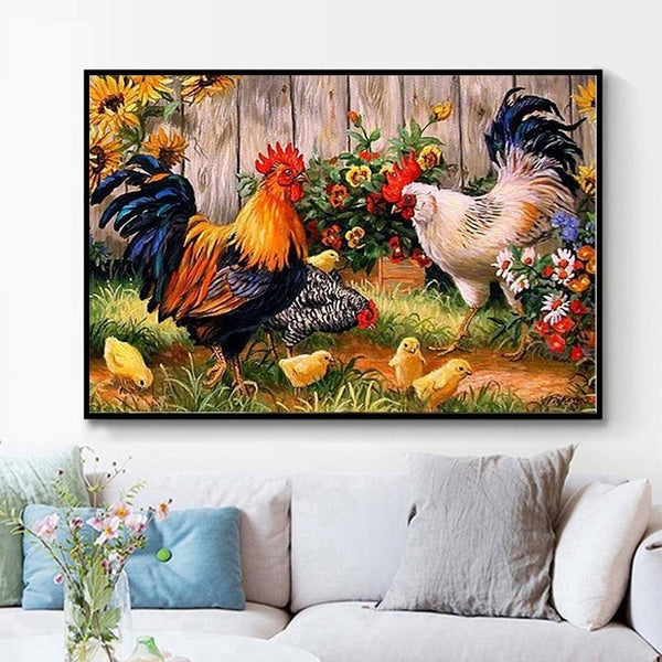 5D Diamond Painting Chicken Family Full Diamond Art Embroidery Gifts Restaurant Office Home Wall Decor Diamond Cross Stitch Kits