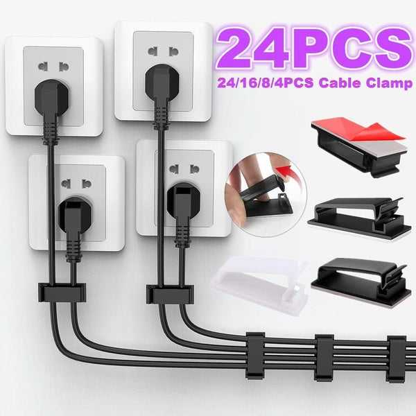 4-8-16-24PCS Adhesive Wire Clips Cable Clamps Car Office and Home Cable Organizer Cord Tie Holder