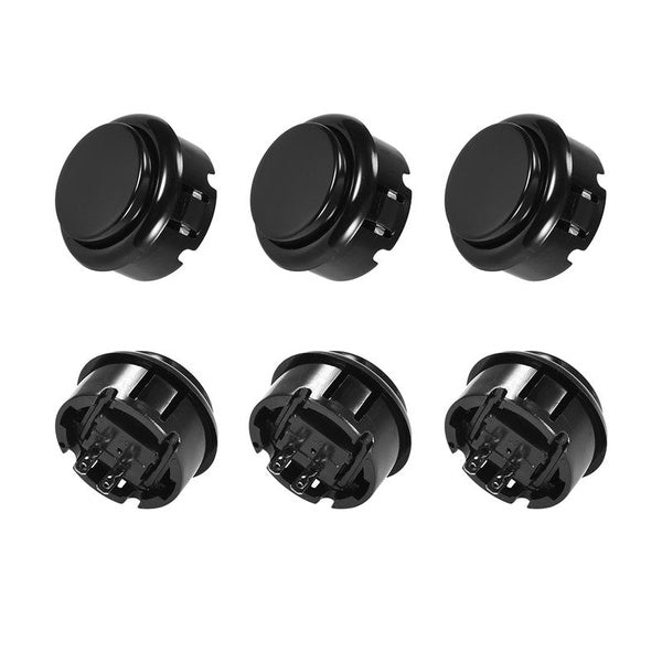 30mm Mounting Hole Momentary Game Push Button Switch for Arcade Video Games Black 6pcs