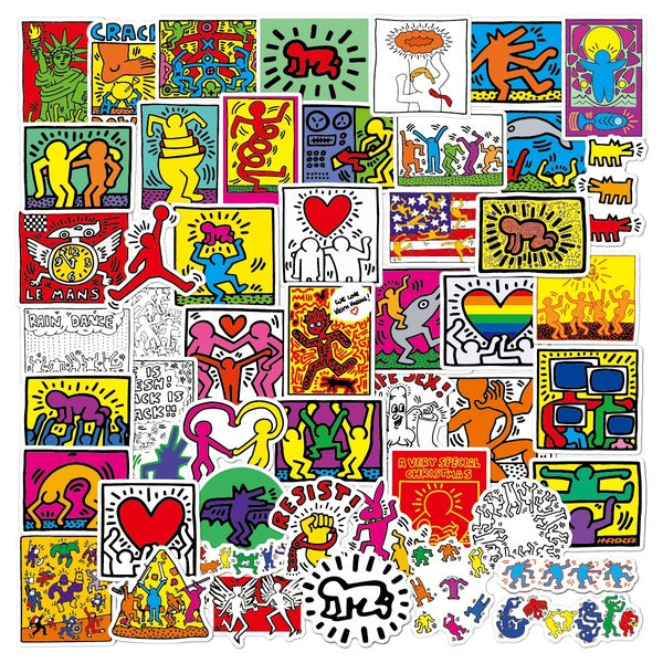 15-50PCS Keith Haring Street Graffiti Personality Notebook Suitcase Guitar Skateboard Decoration Sticker