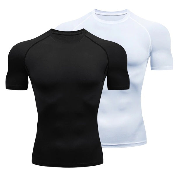 T-shirts de compression de course pour hommes maillot de football à séchage rapide Fitness vêtements de sport serrés Gym Sport chemise à manches cour