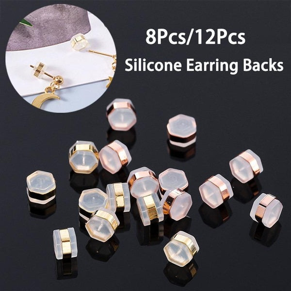 8Pcs-12Pcs Silicone Rubber Earring Hexagon Earring Stoppers Jewelry Accessories Plugging Earring Back Ear Stud Findings Matron Inn