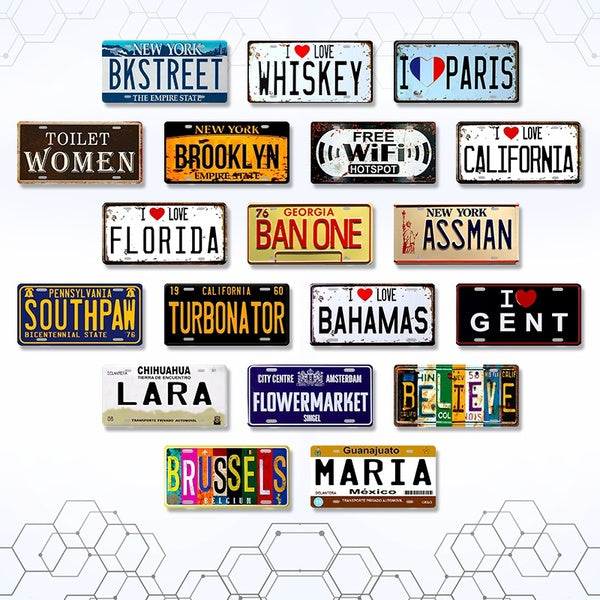 Rétro ville métal étain signe numéro mur autocollant plaque d'immatriculation signe Garage Bar café Motel décor à la maison 6*12 pouces