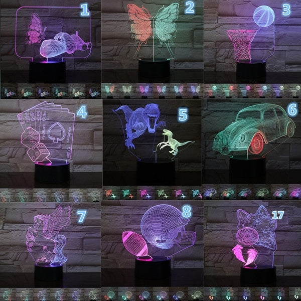 Creative LED Light 3D Touch Lamp Light Colorful 7 Color Change Visual Illusion Lamp Light Home Decoration Lamp Bedroom Small Table Lamp