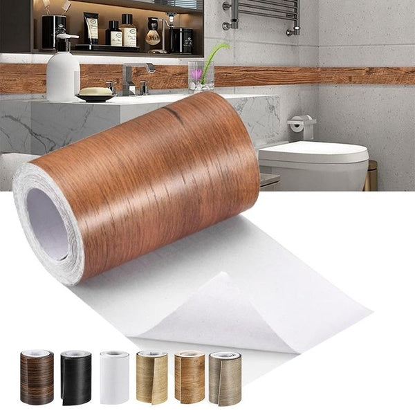 1.97"x16.41 Ft-5cmx5 m-3.94"x16.41 Ft-10cmx5 M Roll Realistic Wood Grain Repair Duct Tape Furniture Renovation Skirting Line Floor Sticker Home Decor