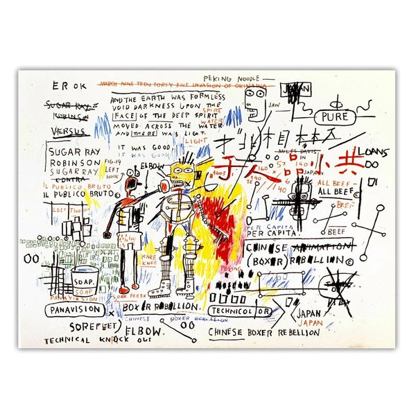 Citon Jean Michel Basquiat《Boxer Rebellion》Graffiti Art Canvas Oil Painting Decorative Print Picture Wall Decor Home Decoration (no frame)