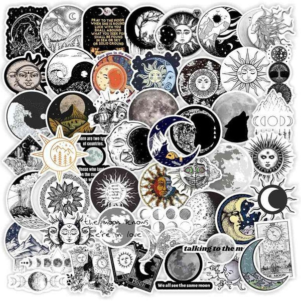 10-50pcs Retro Triple Moon Goddess Stickers Sun Moon Graffiti Stickers for DIY Luggage Laptop Skateboard Motorcycle Bicycle Stickers