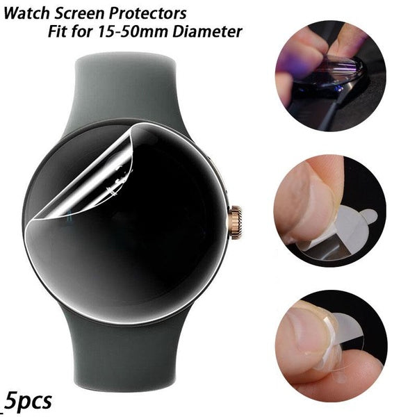 5pcs TPU Matte-HD Hydrogel Protective Film For Watch 15-50mm Diameter Full Screen Protector
