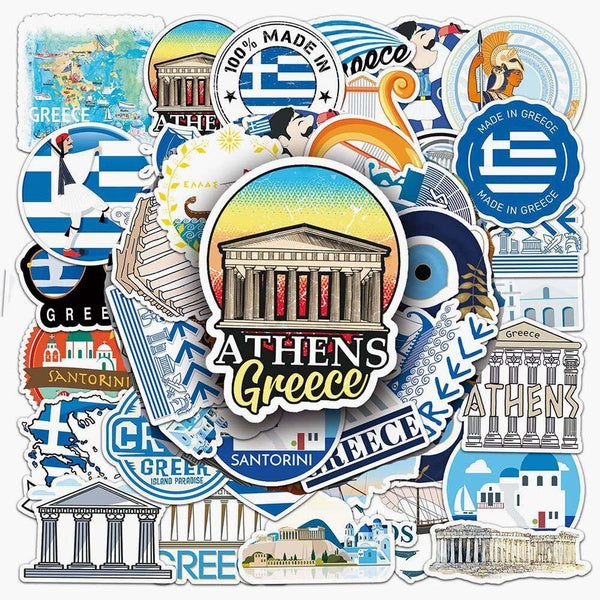 10-50pcs Greece Travel City stickers greece flag I love Greece graffiti Stickers for DIY Luggage Laptop Skateboard Motorcycle Bicycle Stickers