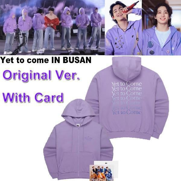 Original KPOP 防弾少年団 Bangtang Boys League Yet To Come in BUSAN Concert The Same Purple Zip-up Hoodie Zip Sweater Jacket Coat