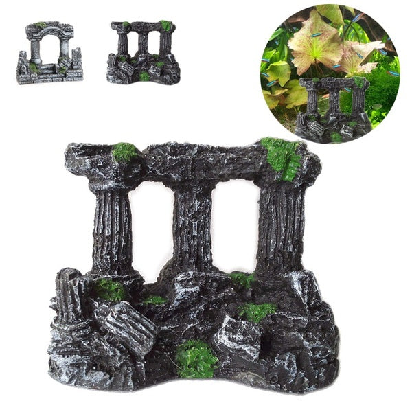 1Pcs Aquarium Fish Tank Square Rome Stone Pillars Resin Manual Stone Decoration Retro Landscaping For Aquarium Fish Tank