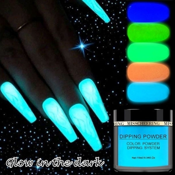 1 Box Luminous Dip Nail Powders Glow In Dark Dipping Glitter Decoration UV Gel Natural Dry NO Lamp Cure New Supply