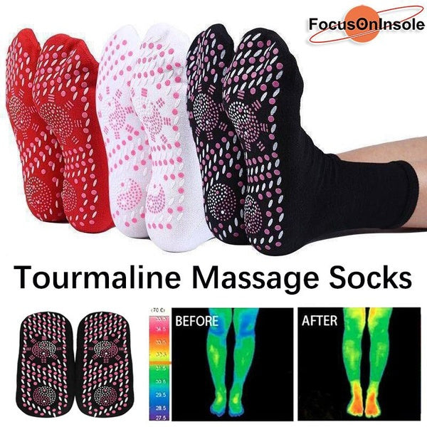 FocusOnInsole Tourmaline Socks Relief Pain Cotton Magnetic Therapy Foot Care Feet Comfort Warm Socks (one size for 36-44)
